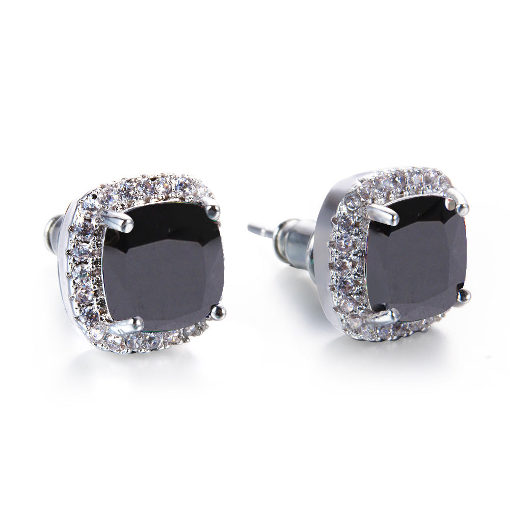 Korean-style Fashionable All-diamond Zircon Womens Stud Earrings
