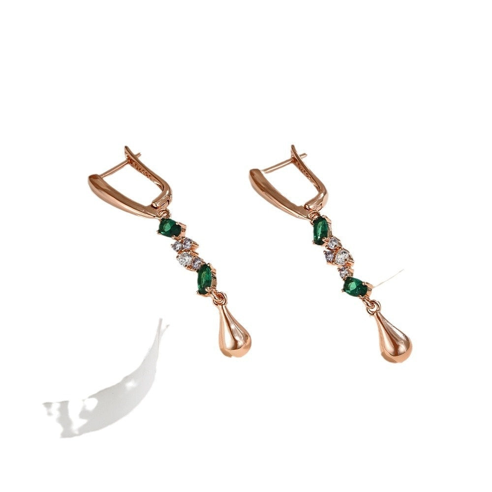 Womens Purple-Gold Plated Statement Earrings With Zircon Inlays