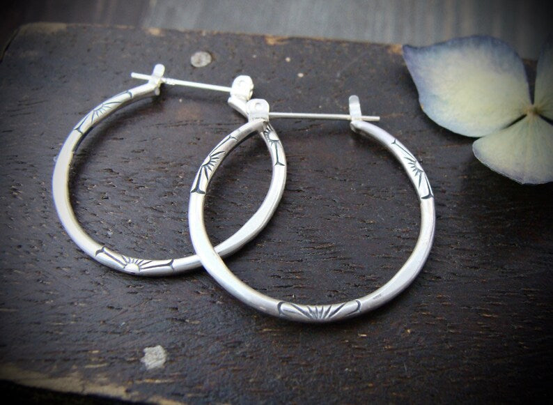 Retro Antique Silver Hoop Earrings For Women