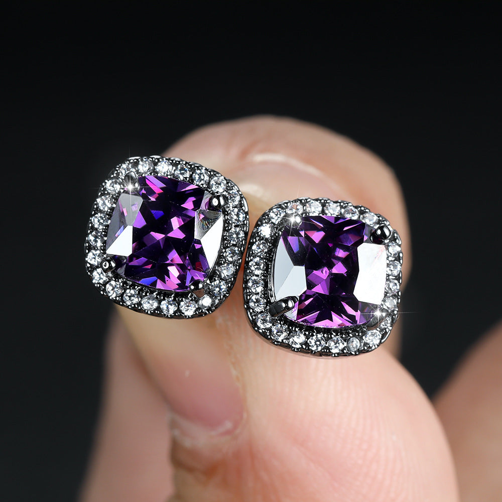 Korean-style Fashionable All-diamond Zircon Womens Stud Earrings