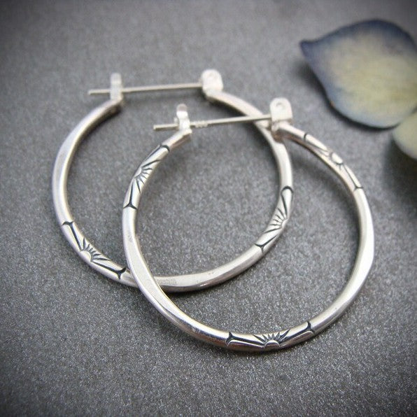 Retro Antique Silver Hoop Earrings For Women