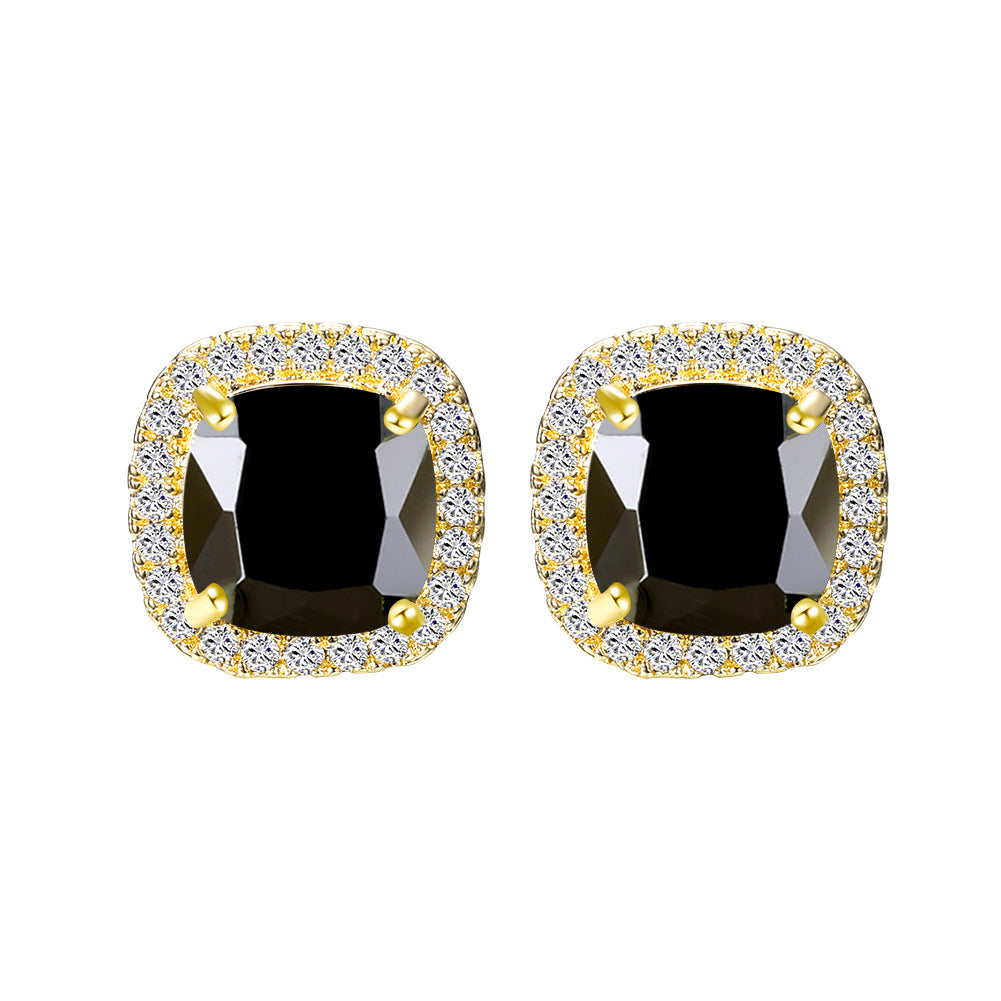 Korean-style Fashionable All-diamond Zircon Womens Stud Earrings