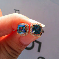 Korean-style Fashionable All-diamond Zircon Womens Stud Earrings