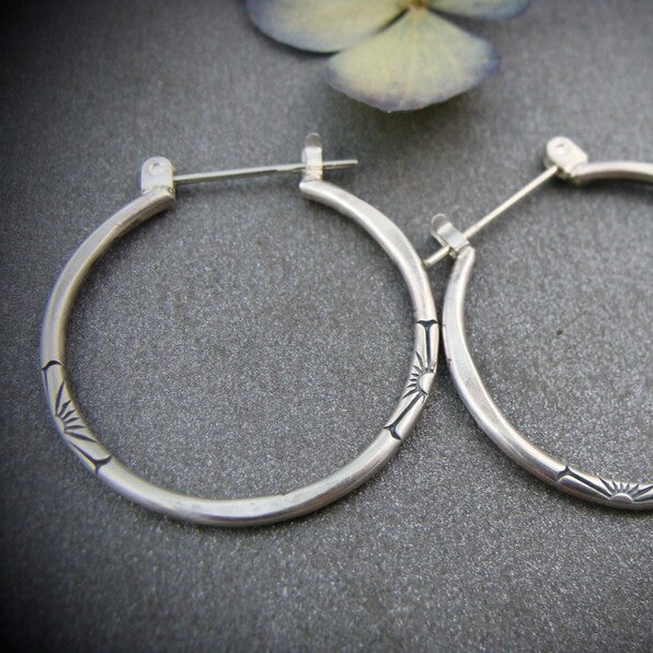 Retro Antique Silver Hoop Earrings For Women